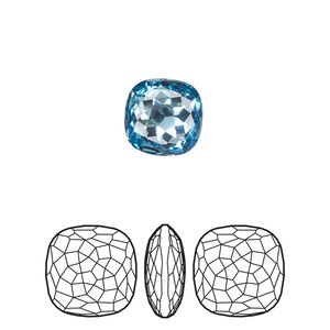 Fancy stone 2pk aquamarine foil back, Crystal Passions® 10mm thin cushion 4483