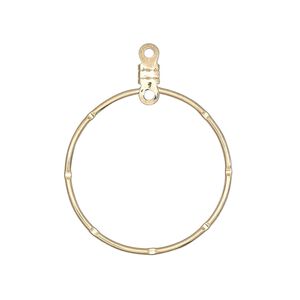 Beading hoop, gold-plated steel, 26mm notched round with closed loop. Sold per pkg of 10.