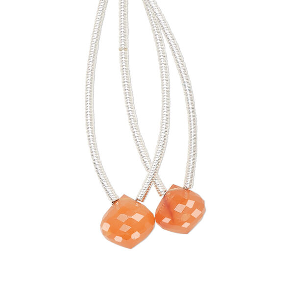 Carnelian 1pkg2, hand-cut top-drilled faceted drop bead B grade, 8.5x8mm image number 0