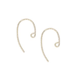 Ear wire oval fishhook 1pkg2 14Kt gold-filled, 12mm diamond-cut / open loop, 20 gauge 1 pair