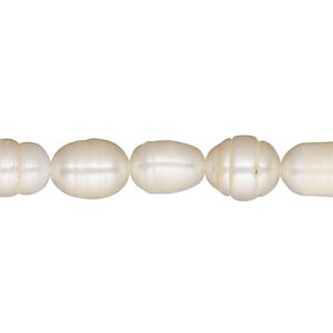 Pearl, cultured freshwater, peach, 6-8mm rice, D grade, Mohs hardness 2-1/2 to 4. Sold per 16-inch strand.