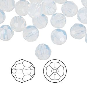 Bead 144pk white opal, Crystal Passions® 8mm round 5000