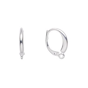 Ear wire leverback 1pkg100 silver-plated, 16mm / closed loop, brass 50 pair