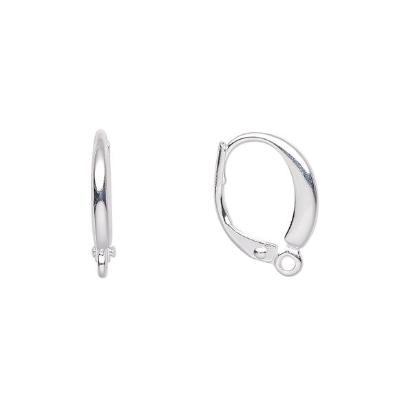 Ear wire leverback 1pkg100 silver-plated, 16mm / closed loop, brass 50 pair image number 0