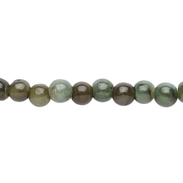 Bead, jadeite (natural), 6mm round with 0.5-1.5mm hole, C grade, Mohs hardness 6-1/2 to 7. Sold per 15-1/2" to 16" strand. image number 0