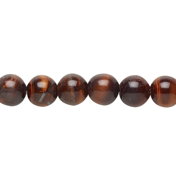 Bead, red tigereye (heated), 8mm round with 2-2.5mm hole, B grade, Mohs hardness 7. Sold per pkg of 10. image number 0