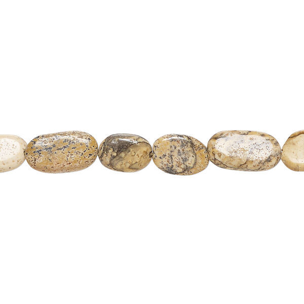 Picture jasper 1pkg1, hand-cut flat oval bead natural, 14 inch 7x6mm-12x7mm image number 0