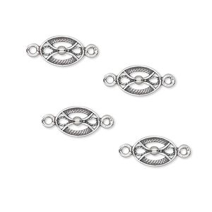 Link, sterling silver, 9x6mm oval. Sold per pkg of 4.