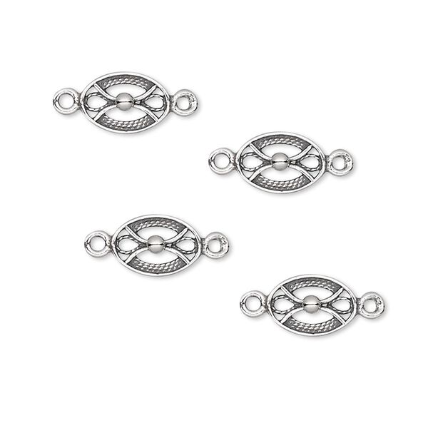 Link, sterling silver, 9x6mm oval. Sold per pkg of 4. image number 0