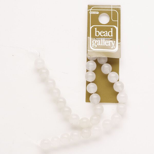 Bead, white quartzite (natural), 8mm round, Mohs hardness 7. Sold per 8-inch strand, approximately 25 beads. image number 0