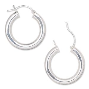 Earring hoop 1pkg2 sterling silver-filled, 25mm round / 4mm wide / latch-back, 1 pair