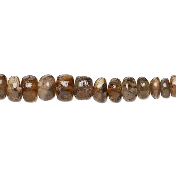 Bead, andalusite (natural), 4x2mm-6x4mm graduated hand-cut uneven rondelle with 0.4-1.4mm hole, B grade, Mohs hardness 7 to 7-1/2. Sold per 14-inch strand. image number 0