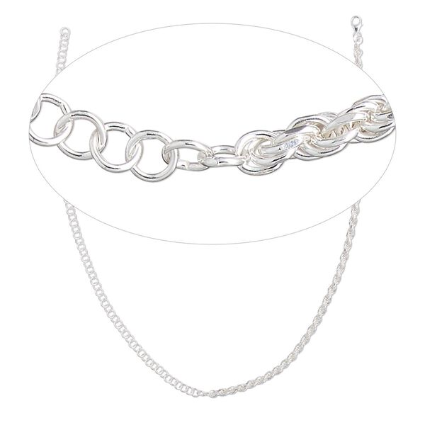 Sterling silver 1pkg1, diamond-cut French rope / round cable chain 16 inch 3.4mm / 4.1mm image number 0