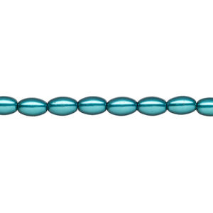 Pearl 1pk teal, Celestial Crystal® 6x4mm rice 15.5-16 inch