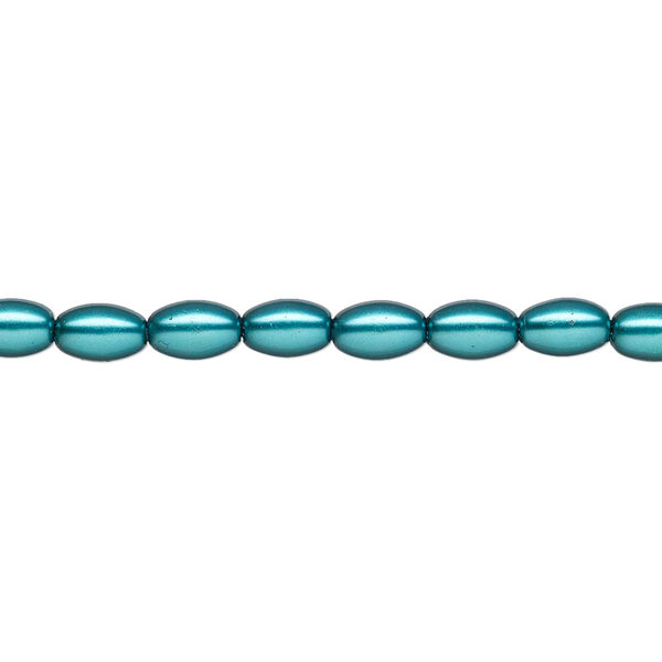 Pearl 1pk teal, Celestial Crystal® 6x4mm rice 15.5-16 inch image number 0