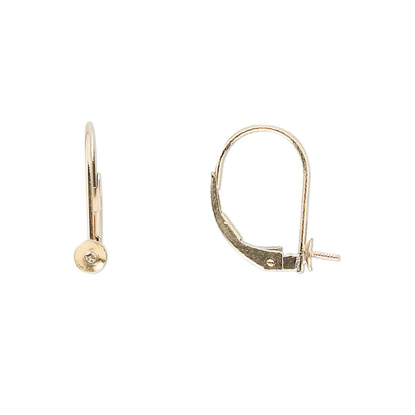 Ear wire, 14Kt gold, leverback with post for 3.5mm round. Sold per pair. image number 0