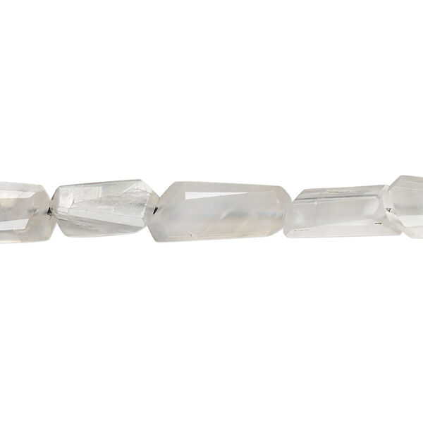 Bead, grey moonstone (natural), light, 7x5mm-17x8mm hand-cut faceted freeform with 0.4-1.4mm hole, B- grade, Mohs hardness 6 to 6-1/2. Sold per 8-inch strand, approximately 15 beads. image number 0