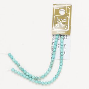Bead, "howlite" (resin) (imitation), turquoise blue, 4-5mm round. Sold per 10-inch strand, approximately 55 beads.
