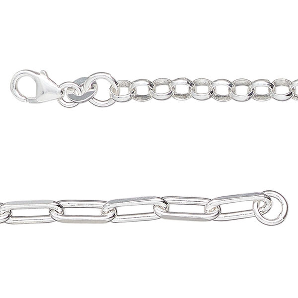 Sterling silver 1pkg1, cut cable / rolo chain 18 inch 4mm / 4.1mm image number 0