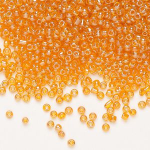 Seed bead, Preciosa Ornela Czech glass, pkg/500g, #11 rocaille, translucent solgel dyed rainbow peach, (41184).