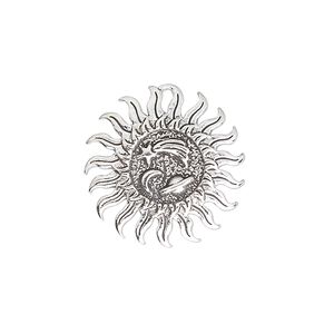 Charm, antiqued sterling silver, 21mm single-sided sun with moon and shooting star. Sold individually.