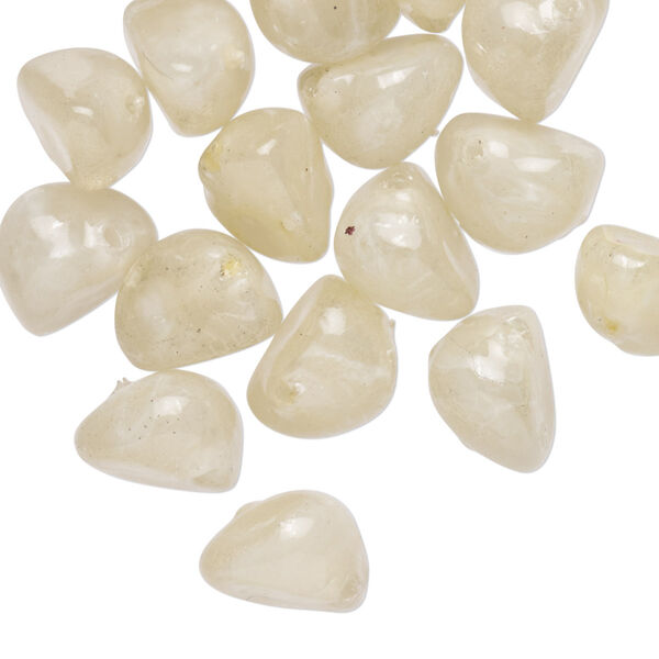Bead, coated acrylic, translucent ivory and white, large pebble with swirl design. Sold per pkg of 24. image number 0