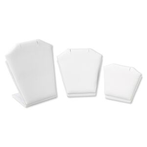 Display, pendant / earring, leatherette, white, assorted sizes. Sold per set of 3.