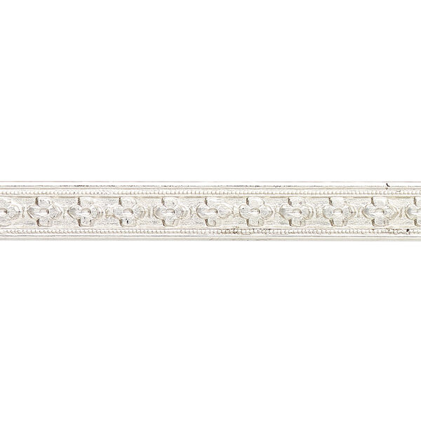 Wire, sterling silver, dead-soft, 6mm flat with embossed floral design, 18 gauge. Sold per pkg of 1 foot. image number 0