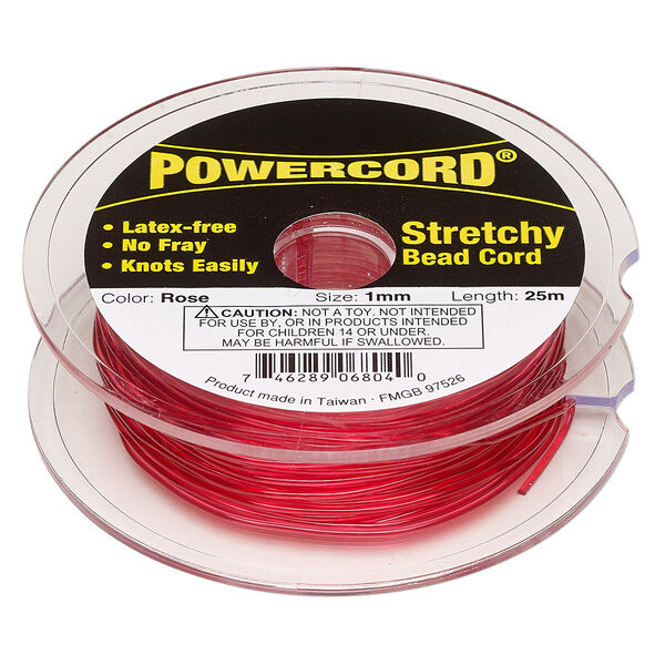 Cord, Powercord®, elastic, rose, 1mm, 14-pound test. Sold per 25-meter spool. image number 0