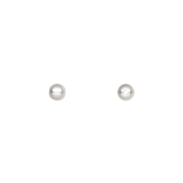 Bead, silver-plated brass with satin finish, 4mm round. Sold per pkg of 100. image number 0