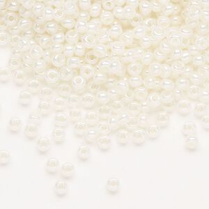 Seed bead, Preciosa Ornela Czech glass, pkg/500g, #8 rocaille, opaque pearl luster white, (47102).