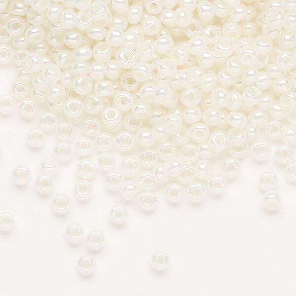 Seed bead, Preciosa Ornela Czech glass, pkg/500g, #8 rocaille, opaque pearl luster white, (47102). image number 0
