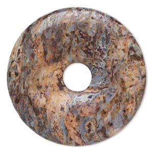 Brown crazy lace agate 1pkg1, hand-cut donut focal natural 40mm