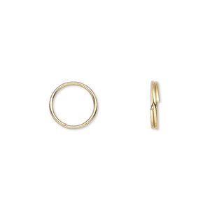 Split ring, gold-finished steel, 10mm round with 8.5mm inside diameter. Sold per pkg of 100.