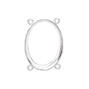 Link, fine silver, 26x19mm oval with open back and 25x18mm oval setting, 4 loops. Sold individually.