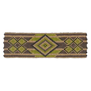 Component, seed beads, glass, brown and multicolored, 6x1-3/4 inch double-sided rectangle with diamond and line pattern. Sold individually.