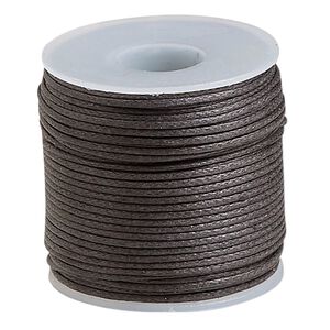 Cord, waxed cotton, brown, 0.5mm. Sold per 25-meter spool.