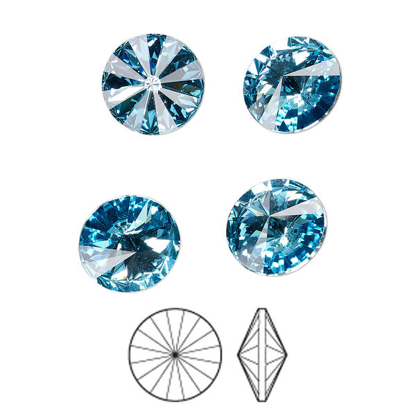 Chaton 8pk aqua bohemica foil back, Preciosa MAXIMA Czech crystal rhinestone 10.54-10.91mm rivoli SS47 image number 0