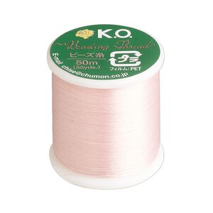 Thread, K.O., waxed nylon, pink, 0.15mm diameter. Sold per 55-yard spool.