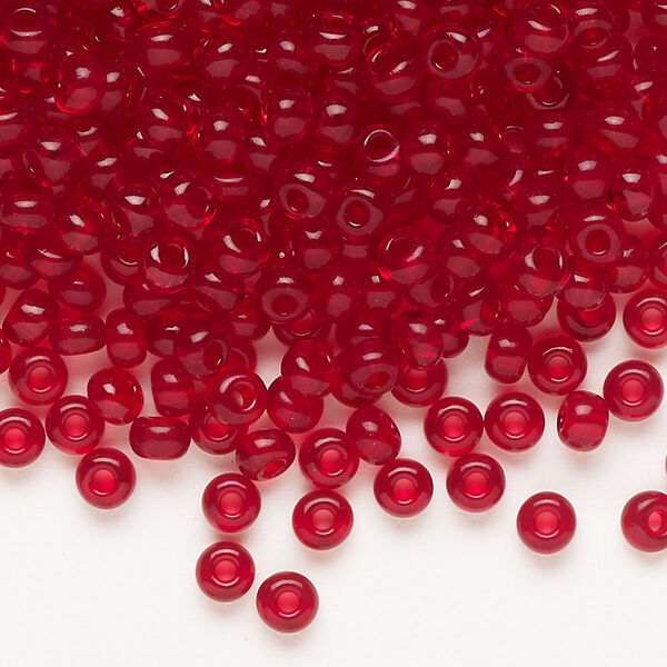 Seed bead, Preciosa Ornela Czech glass, pkg/50g, #6 rocaille, transparent garnet, (90120). image number 0