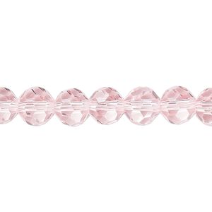 Bead 1pk 32 facets transparent pink, Celestial Crystal® 8mm round 15.5-16 inch