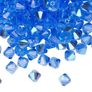 Bead 288pk sapphire glitter, Preciosa Czech crystal 6mm bicone