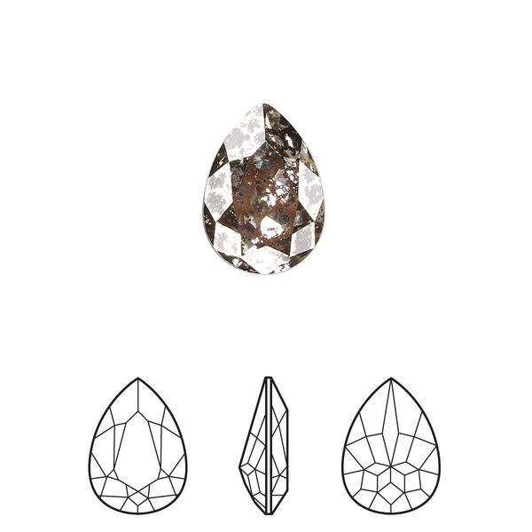 Fancy stone 1pk crystal gold patina foil back, Crystal Passions® 14x10mm pear 4320 image number 0