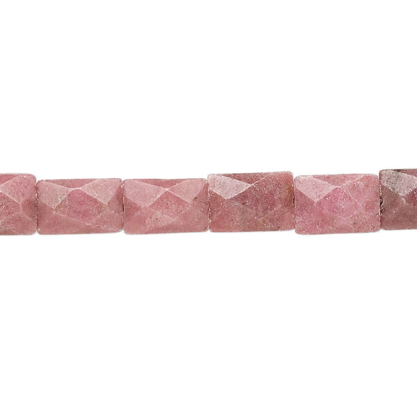 Bead, rhodonite (natural), 9x6mm faceted rectangle, B grade, Mohs hardness 5-1/2 to 6-1/2. Sold per 15-1/2" to 16" strand. image number 0