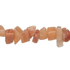 Bead, red aventurine (natural), medium chip, Mohs hardness 7. Sold per 15" to 16" strand.