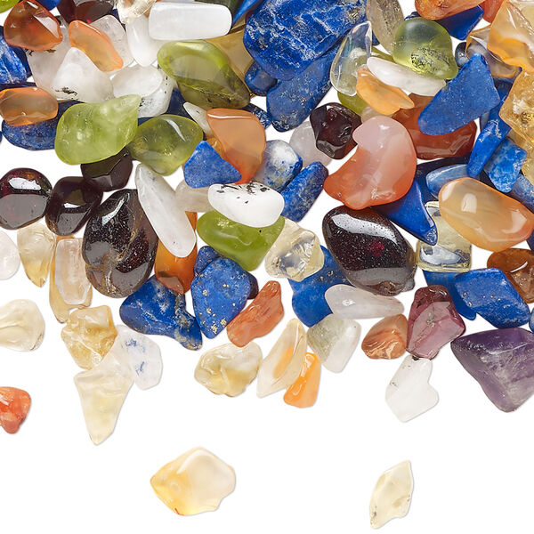 Inlay chip, multi-gemstone (natural / dyed / heated), mini undrilled chip, Mohs hardness 6 to 7. Sold per 1-ounce pkg. image number 0