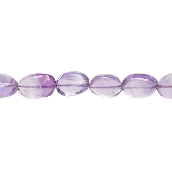 Bead, amethyst (natural), 7x6mm-12x8mm hand-cut puffed oval, B- grade, Mohs hardness 7. Sold per 14-inch strand, approximately 40 beads. image number 0