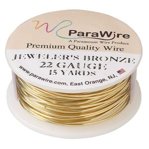 Wire, ParaWire™, brass, jeweler's bronze, round, 22 gauge. Sold per 15-yard spool.