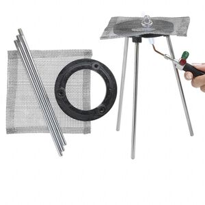 Tripod with mesh screen, steel, 9 inches tall with (2) 5x5-inch mesh screens. Sold per set.