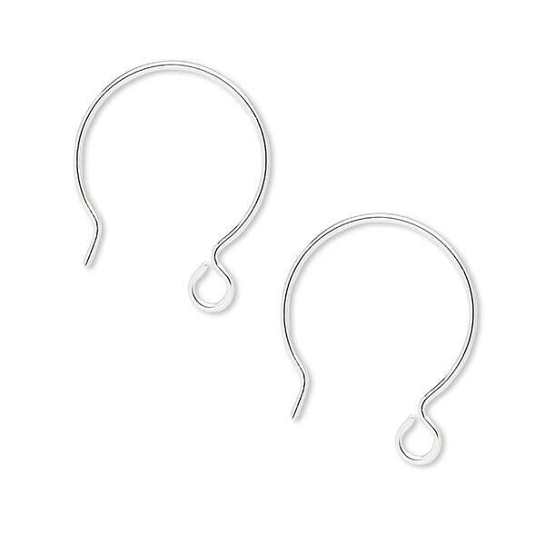 Ear wire French hook 1pkg4 sterling silver, 20mm / open loop, 21 gauge 2 pair image number 0